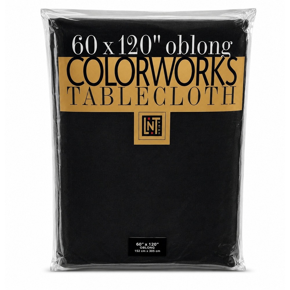 Colorworks Tablecloth 60x120 Black Cloth Oblong Rectangular Formal Cotton Poly